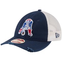 Men's New England Patriots New Era Navy/Natural Frayed Twill 9TWENTY Adjustable Hat 2930793